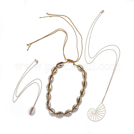 (venta de fábrica de fiestas de joyería) collares de gargantilla de concha de cauri y conjuntos de collares pendientes NJEW-JN02404-1