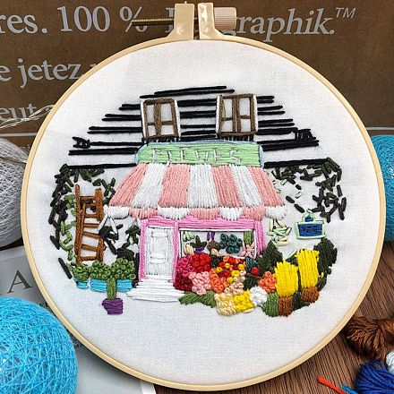 DIY Flower Shop Pattern Embroidery Starter Kit DIY-C038-05-1