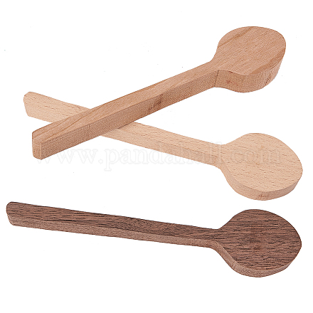 Gorgecraft 3pcs cucchiaio di legno di ciliegio vuoto cucchiaio di legno di ciliegio faggio e legno di noce incompiuto kit artigianale di legno per whittler AJEW-GF0001-40-1