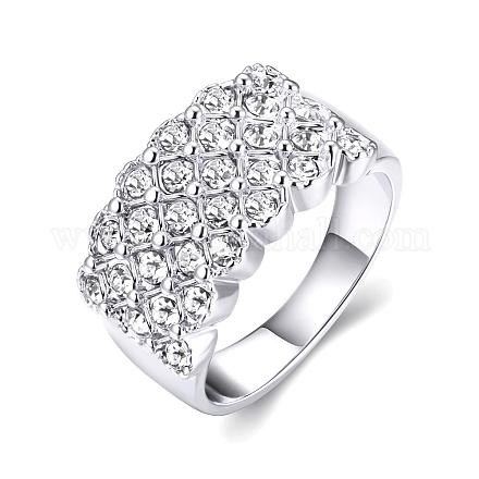 Exquisite Brass Czech Rhinestone Finger Rings for Women RJEW-BB02131-6B-1