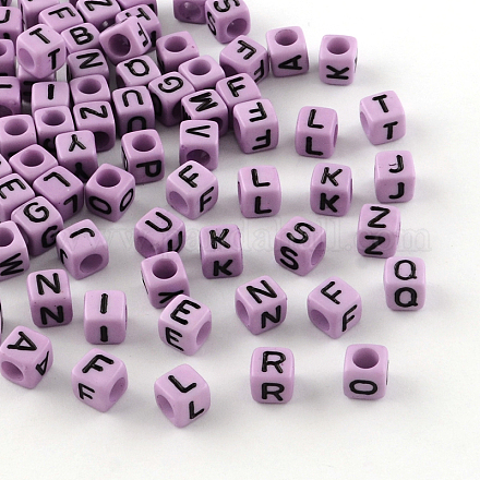 Letter Style Opaque Acrylic Beads SACR-S076-06-1