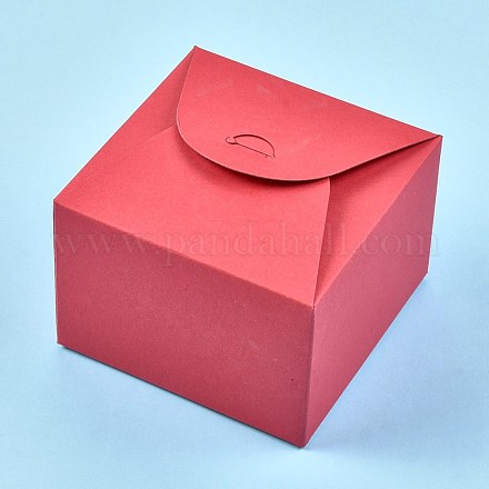 折りたたみ式クラフト紙箱  ギフト用梱包箱  ベーカリーケーキカップケーキボックスコンテナ  正方形  展開：18.5x18x0.08cm  完成品：9x9x6cm CON-K006-02A-04-1