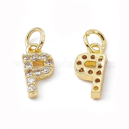 Real 18K Gold Plated Brass Micro Pave Clear Cubic Zirconia Charms KK-E068-VB452-P-1