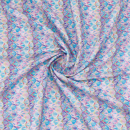 Tissu en polyester et coton à motif d'écailles de poisson DIY-WH0430-114D-1