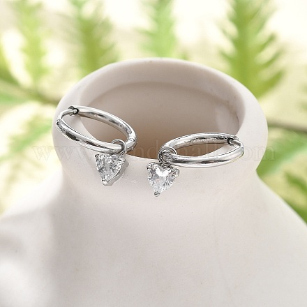 Серьги-кольца из нержавеющей стали 304 с микропаве из кубического циркония STAS-R004-03P-02-1
