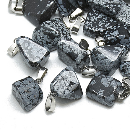 Natural Snowflake Obsidian Pendants G-T085-02-1