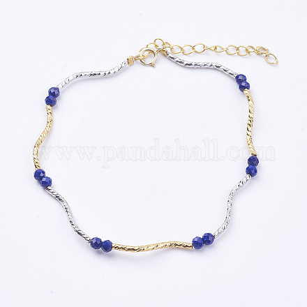 Naturales lapis lazuli de pulseras de abalorios BJEW-I247-07-A-1