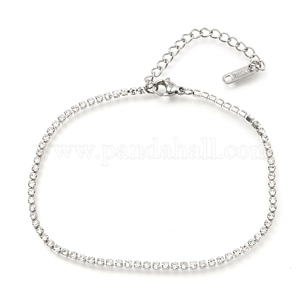 304 bracelets de chaîne de tasse de strass en acier inoxydable AJEW-B004-01B-1