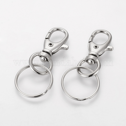 Hebillas giratorias de hierro con anillos de llaves X-HJEW-H018-P-1