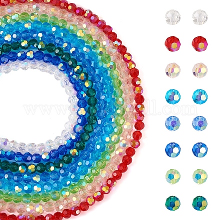 Pandahall 8 brins 8 couleurs brins de perles de verre galvanoplastie transparentes EGLA-TA0001-27A-1