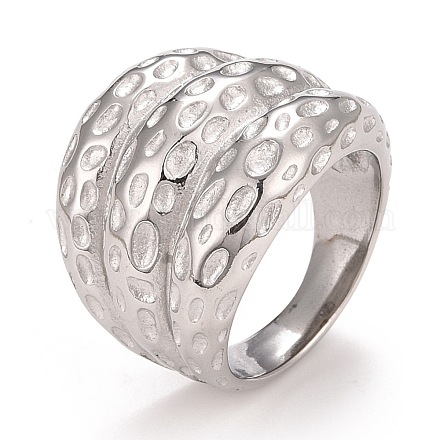 304 Stainless Steel Textured Chunky Finger Ring for Men Women RJEW-B040-08P-1
