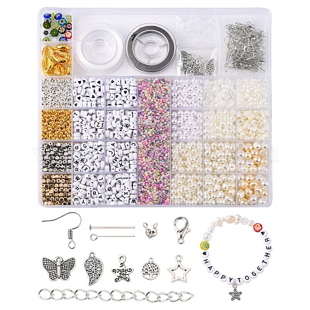 DIY Imitation Pearl Earring Bracelet Necklace Making Kit DIY-FS0003-15-1