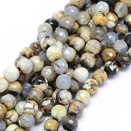Chapelets de perles en agate naturelle à facettes G-F559-02-6mm-16-1