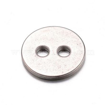 201のステンレス製のボタン  2穴  フラットラウンド  ステンレス鋼色  12x1mm  穴：2mm STAS-D429-77-1