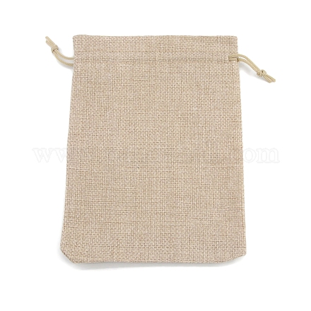 長方形の黄麻布の保存袋  巾着袋包装袋  淡い茶色  14x10cm PW-WG24103-01-1