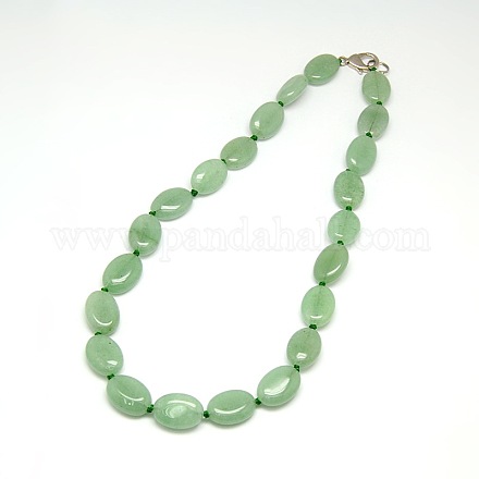 Ovales colliers de perles de pierres précieuses naturelles NJEW-P073-06-1