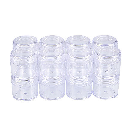 Benecreat 16 paquet 35 ml bocal de stockage de perles en plastique transparent vide avec couvercles à visser arrondis pour perles CON-BC0004-22B-43x40-1