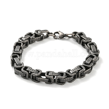 Ion Plating(IP) 201 Stainless Steel Byzantine Chain Bracelets BJEW-D030-02B-1