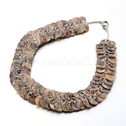Nylon Sea Shell Beaded Necklaces NJEW-I197-01-1