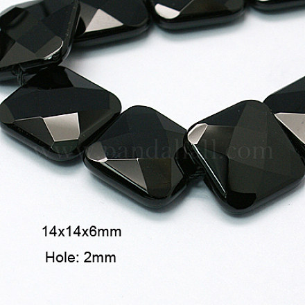 Natural Black Onyx Beads Strands G-E039-FS-14x14x6mm-1