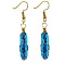 Turquoise Hexagon Handmade Copper Wire Wrapped Earrings Natural Stone Column Earrings, Golden