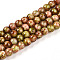 Baking Paint Glass Beads Strands, Drawbench Style, Round, Olive, 6~6.5mm, Hole: 1mm, about 139~162pcs/strand, 29.53~34.25 inch(75~87cm)