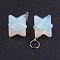 Opalite Pendants, with 201 Stainless Steel Split Rings, Stainless Steel Color, Merkaba Star, 22~23x16.5~17x19mm, Hole: 6mm