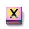 Ion Plating(IP) 304 Stainless Steel Square Slide Charms, Rainbow Color, Letter X, 9x8x4mm, Hole: 3.5x8.5mm