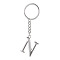 Alloy Keychains, with Split Key Ring, Platinum, Letter N, 90mm, Pendant: 35x26x3.8mm