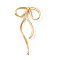 Brass Stud Earring Finding, with Loop, Bowknot, Real 14K Gold Plated, 46.5x24mm, Hole: 1.5mm, Pin: 0.9mm