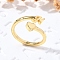 Brass Cuff Rings for Women, Letter, Letter H, Inner Diameter: 15.6mm