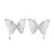 Brass with Enamel with Cubic Zirconia with Crystal Stud Earring with 925 Sterling Silver Pins, Butterfly, 925 Sterling Silver Plated, 24x21mm, Pin: 0.5mm