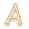 304 Stainless Steel Pendants, Letter Charms, Letter A, 21.5x17x3mm, Hole: 1.6mm