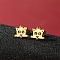 Stainless Steel Stud Earrings, Cat Shape, Golden, 10x12mm