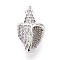 Brass Micro Pave Clear Cubic Zirconia Pendants, Conch, with Jump Ring, Platinum, 21x13x8mm, Hole: 3.5mm