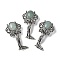 Angel Brass Natural Green Aventurine Pendants, with Jump Ring, Antique Silver, 38x19.5x7.5~9.5mm, Hole: 2x6.5mm