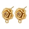 Brass Earring Findings, Flower, Real 18K Gold Plated, Real 18K Gold Plated, 15.5x13.5mm, Hole: 1.6mm, Pin: 0.8mm