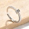 S925 Sterling Silver Adjustable Letter Rings for Women, with Micro Pave Cubic Zirconia, Letter R, 2mm,US Size 5 1/2(16.1mm), Letter: 5x3.8mm