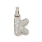 Brass Micro Pave Clear Cubic Zirconia Pendants, Platinum, Letter K, 31x16x5mm, Hole: 3x6mm
