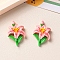 Opaque Resin Cabochons, Flower, Pink, 35x24mm