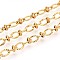 304 Stainless Steel Textured Oval Link Chains, Soldered, with Spool, Ion Plating(IP), with Disc, Real 18K Gold Plated, 6x4x0.8mm, about 32.81 Feet(10m)/Roll