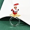 Rotatable Handmade Lampwork Rings, Flower, Santa Claus, 23.5x26mm, Inner Diameter: 18mm