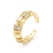 Brass Micro Pave Clear Cubic Zirconia Multi-layer Open Cuff Ring for Women, Real 18K Gold Plated, 6.5mm, Adjustable
