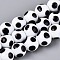 Handmade Lampwork Beads Strands, Round, with Wave Point, White, 9.5~11mm, Hole: 0.9~1.2mm, about 38pcs/strand, 13.78~14.37 inch(35~36.5cm)