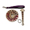 Portable Wood Wrist Yarn Holder, with Imitation Leather Strap, Purple, 100x150mm