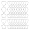 50Pcs 5 Style Iron Keychain Clasps, Heart & Oval & Star & Apple & Flower, Platinum, 10pcs/style
