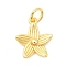 Brass Charms, Flower, Long-Lasting Plated, Rack Plating, with Jump Ring, Real 18K Gold Plated, 13.5x11x2.5mm, Hole: 3.2mm
