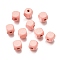 Spray Painted Wooden Beads, Square, Misty Rose, 8x8x8mm, Hole: 2.5~3mm