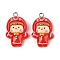 Christmas Theme Opaque Resin Pendants, with Platinum Iron Loop, Girl, 26x16x8mm, Hole: 2mm