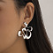 Alloy Stud Earrings, Platinum, 50x50mm